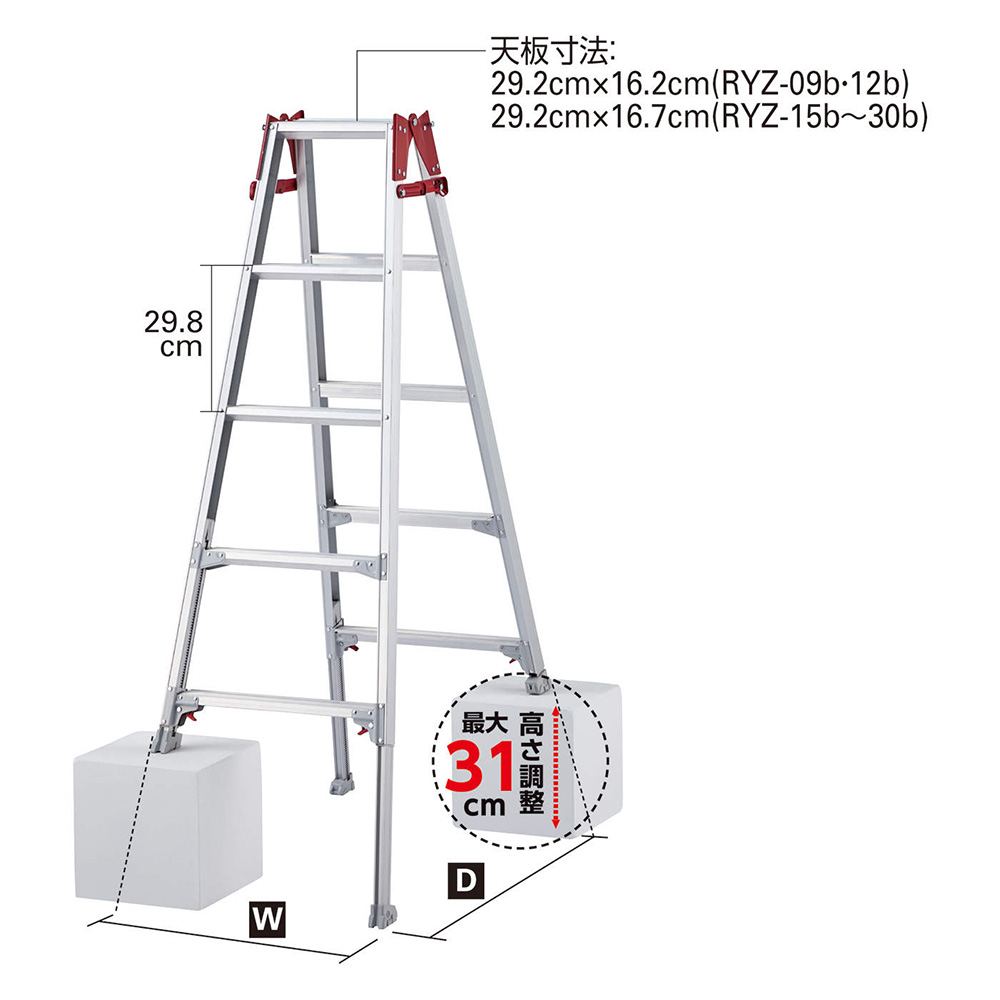 脚立 RYZ-15b 伸縮脚立 はしご兼用脚立 131～163cm 長谷川工業 hasegawa 2020年モデル | 資材屋 桃次郎